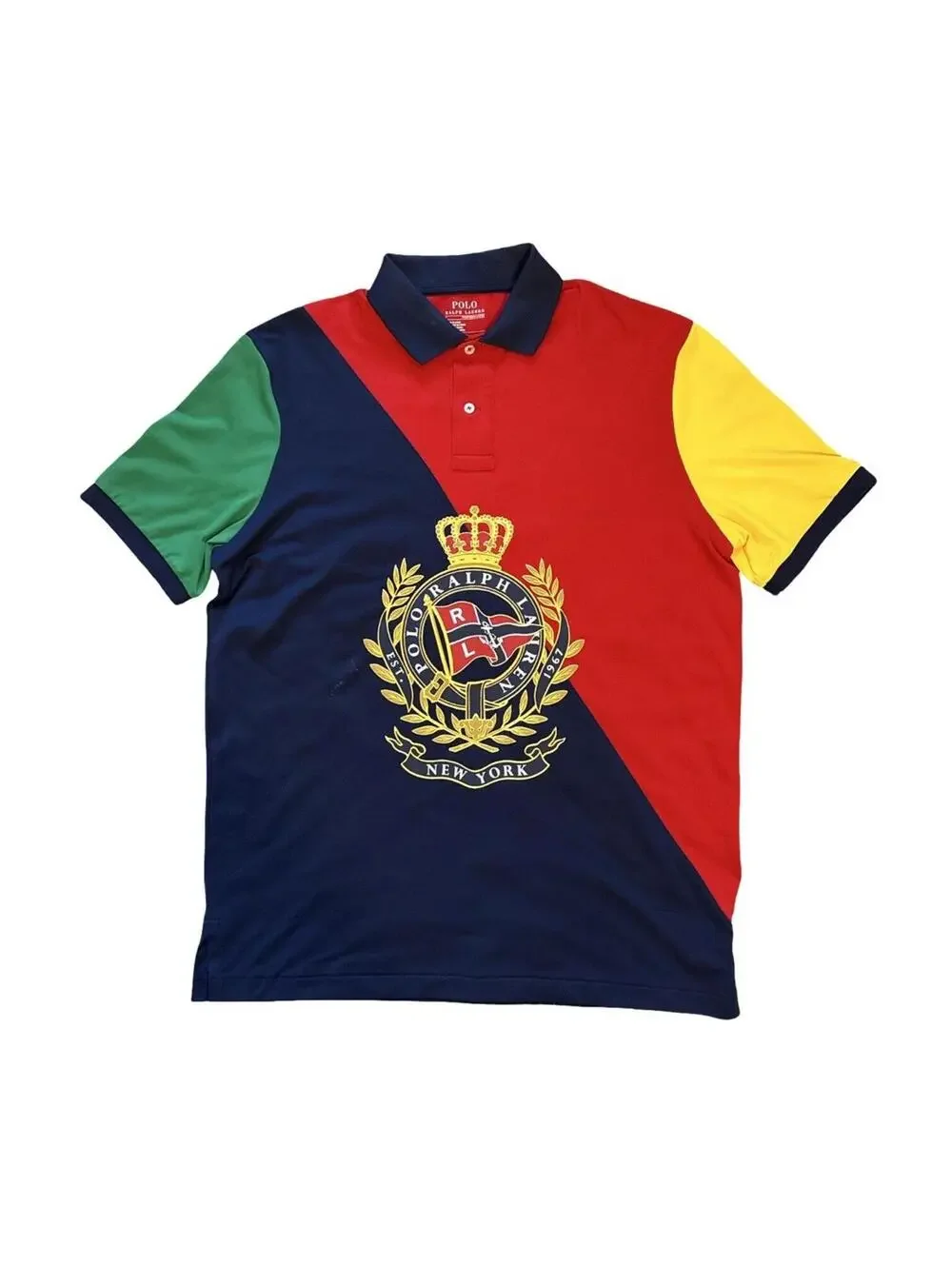 Polo Ralph Lauren Mens Nautical Crest Performance Stretch Polo Shirt Size Medium